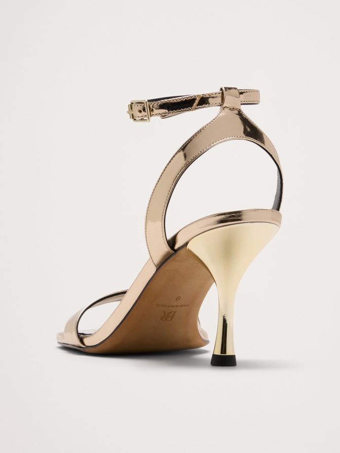 Italian Metallic-Leather Flare-Heel Sandal - Image 4