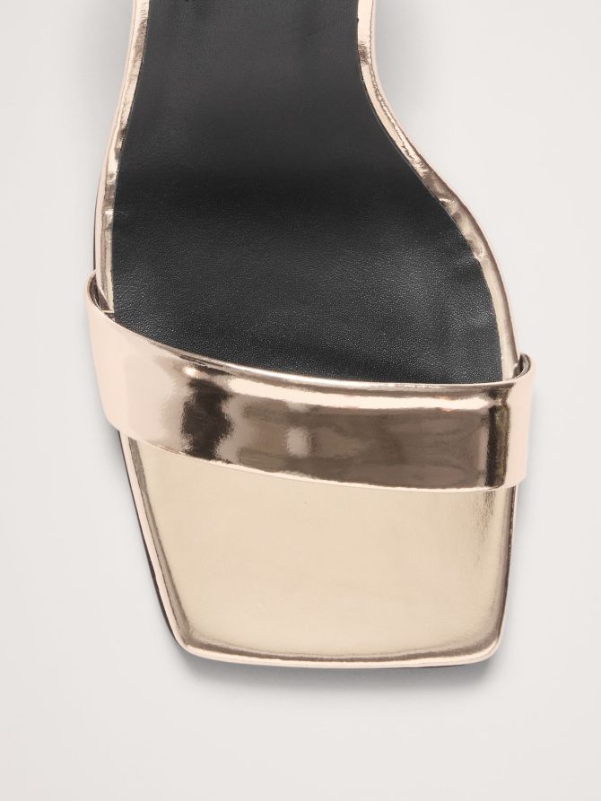 Italian Metallic-Leather Flare-Heel Sandal - Image 5
