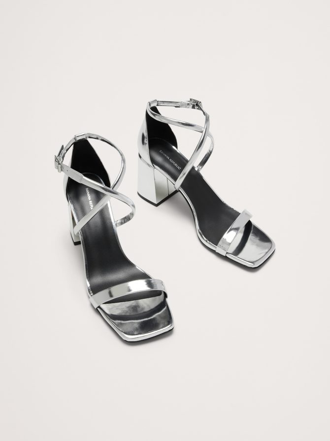 Italian Metallic-Leather Block-Heel Sandal - Image 3