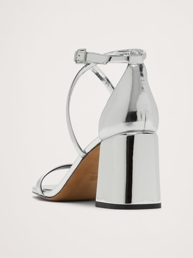 Italian Metallic-Leather Block-Heel Sandal - Image 4