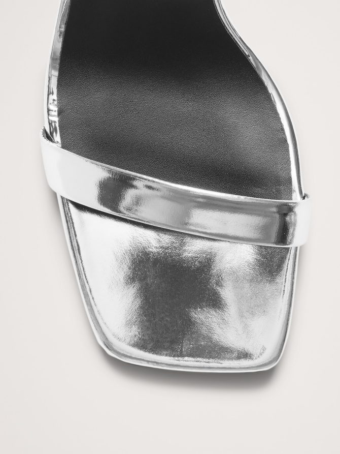 Italian Metallic-Leather Block-Heel Sandal - Image 5