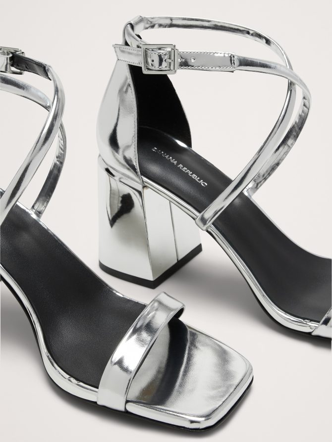 Italian Metallic-Leather Block-Heel Sandal - Image 6