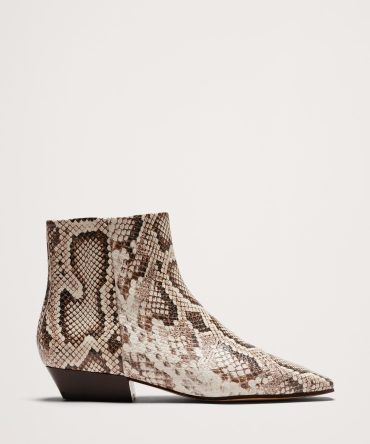 Italian Snake-Print Leather Ankle Boot