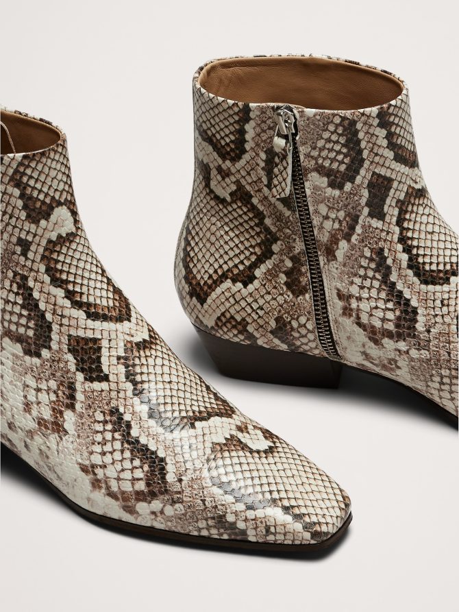 Italian Snake-Print Leather Ankle Boot - Image 3