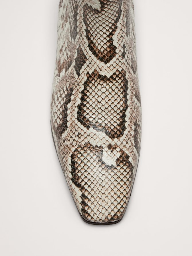 Italian Snake-Print Leather Ankle Boot - Image 4