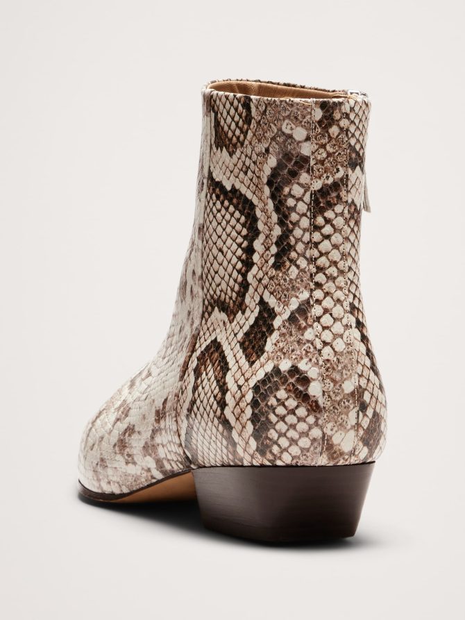 Italian Snake-Print Leather Ankle Boot - Image 5