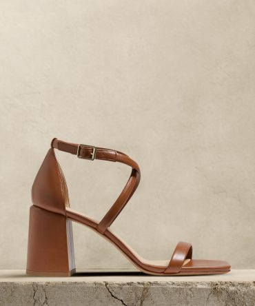 Italian Leather Block-Heel Sandal