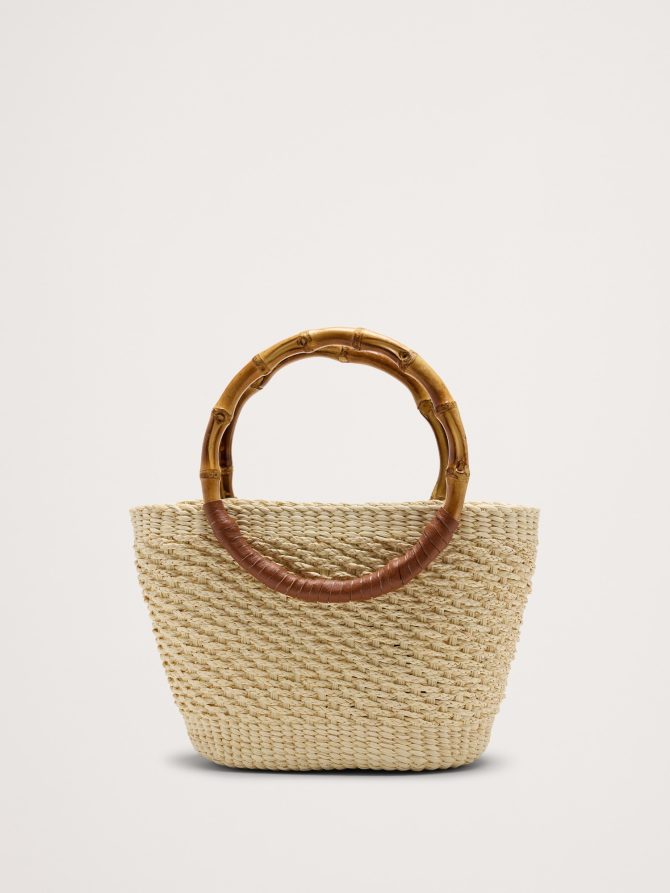 Bamboo Mini Straw Tote by Sensi Studio - Image 4
