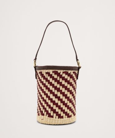 Two-Tone Straw Bucket Bag by Sensi Studio