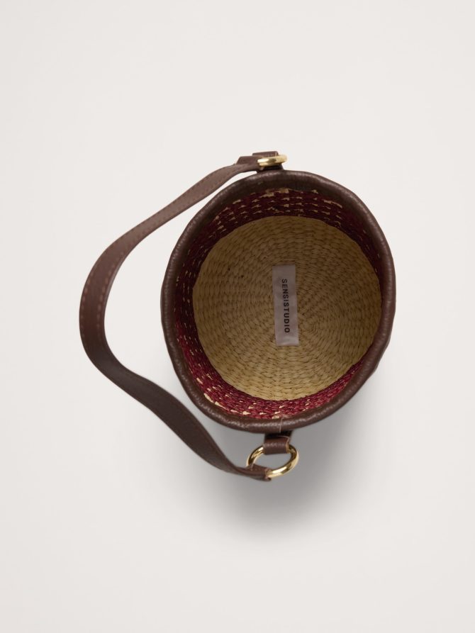 Two-Tone Straw Bucket Bag by Sensi Studio - Image 5