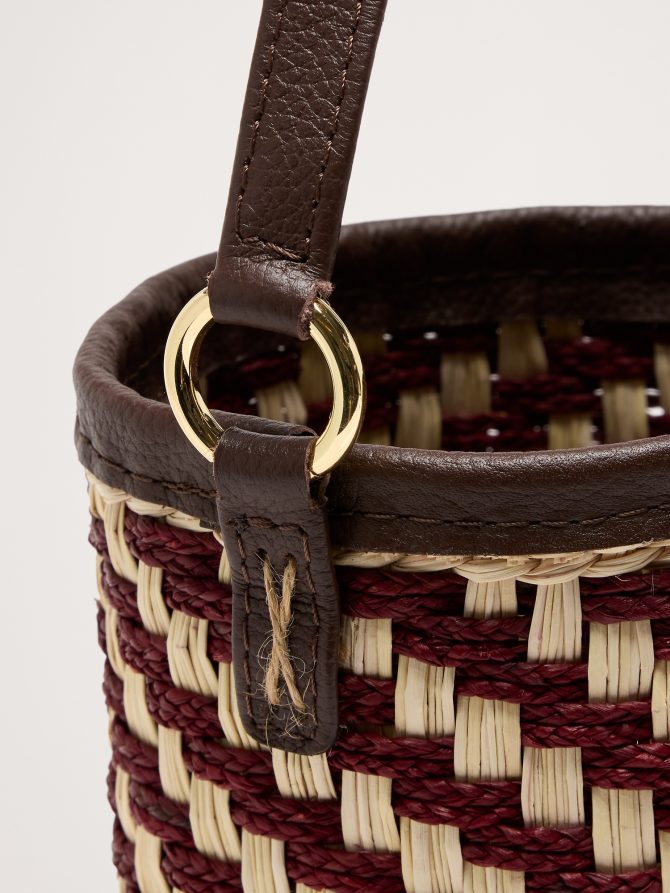 Two-Tone Straw Bucket Bag by Sensi Studio - Image 6