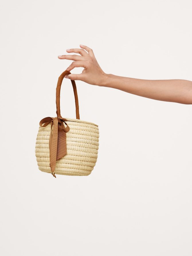 Mini Straw Picnic Bag by Sensi Studio - Image 2