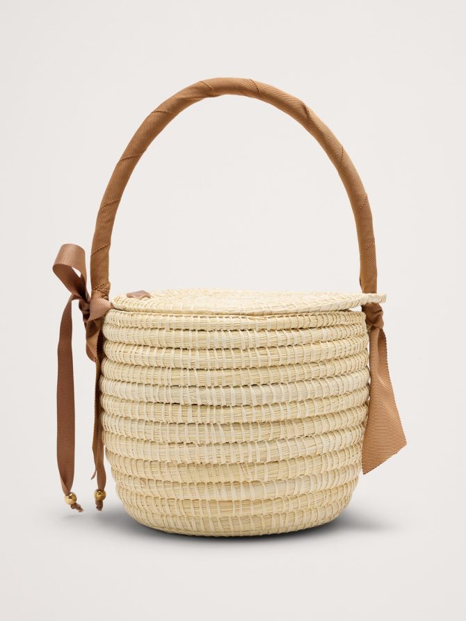 Mini Straw Picnic Bag by Sensi Studio - Image 4