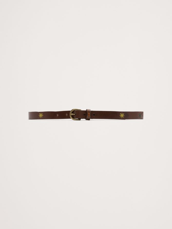 EMBROIDERED LEATHER BELT BY DRAGON DIFFUSION