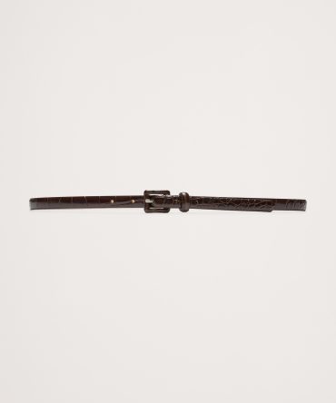 Embossed Leather Skinny Belt