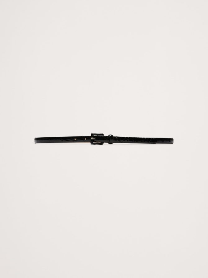 Embossed Leather Skinny Belt