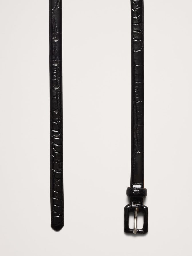 Embossed Leather Skinny Belt - Image 3