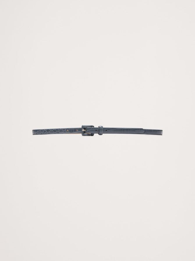 Embossed Leather Skinny Belt