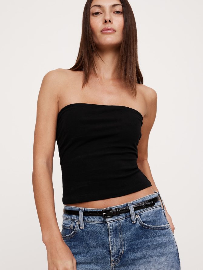 Embossed Leather Skinny Belt - Image 2
