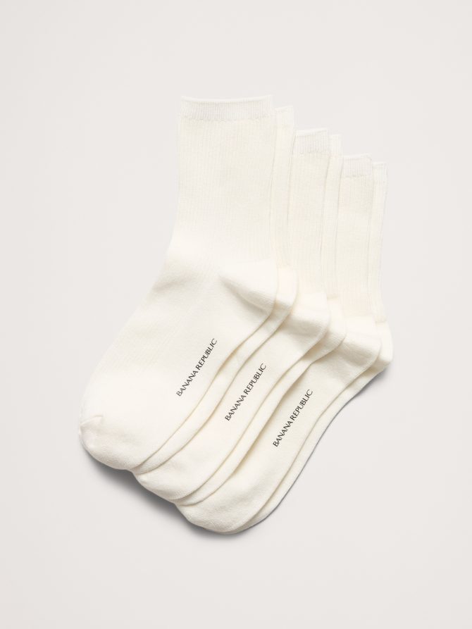 Silk-Cotton Blend Crew Sock 3-Pack