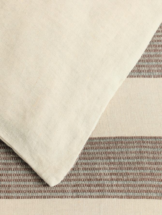 Corded-Stripe Linen Duvet Cover - Image 3