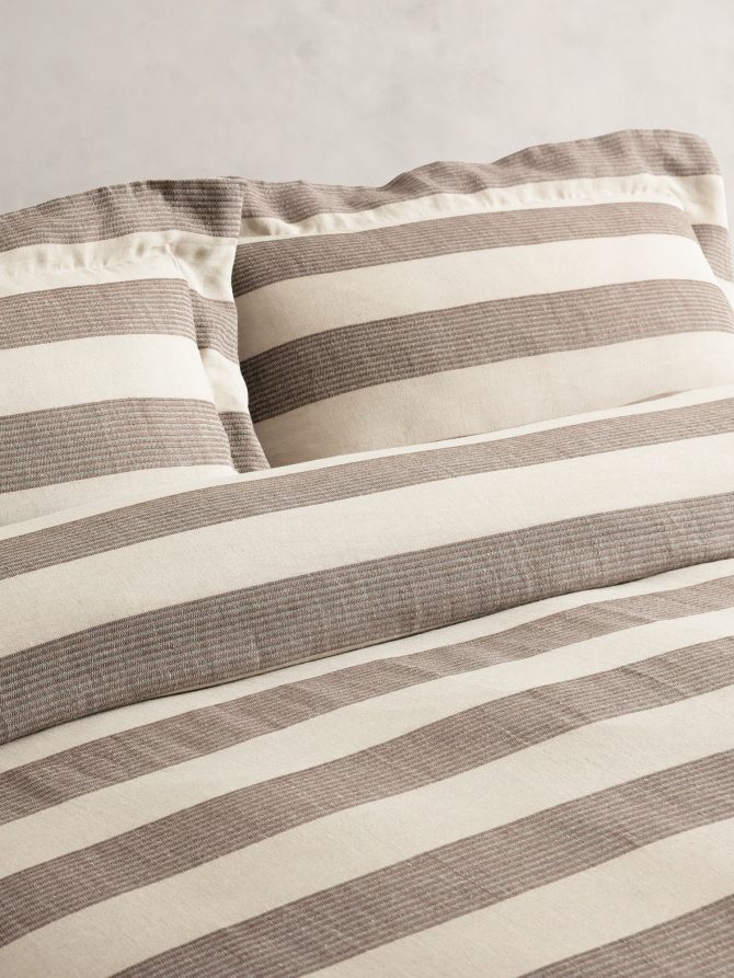 Corded-Stripe Linen Duvet Cover - Image 5