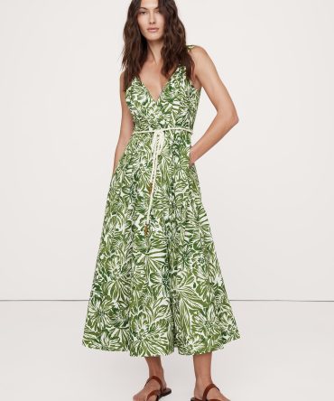 Cotton Poplin Wrap Maxi Dress