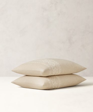 Embroidered Linen-Cotton Sham Set