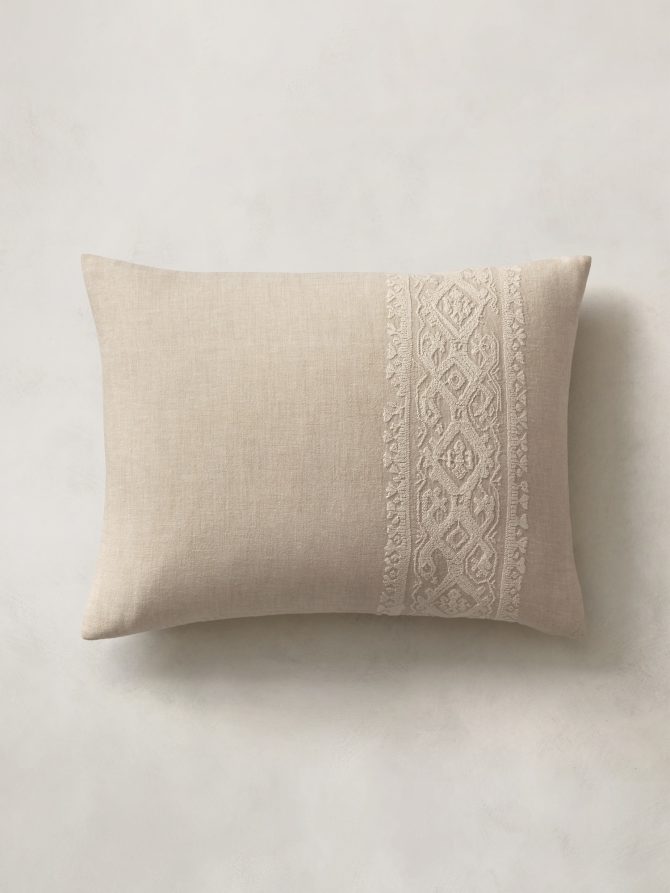 Embroidered Linen-Cotton Sham Set - Image 2