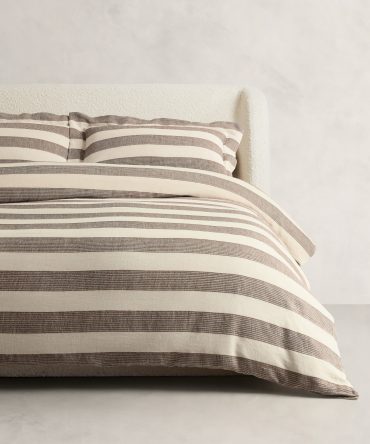 Corded-Stripe Linen Duvet Cover
