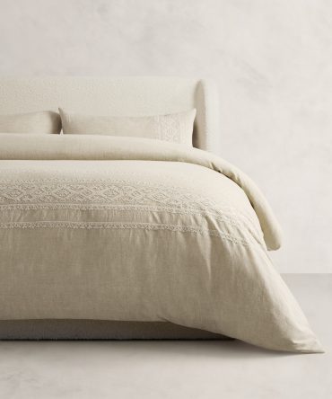 Embroidered Linen-Cotton Duvet Cover