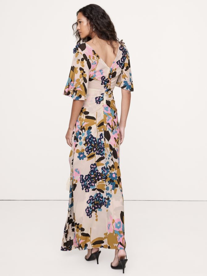 STRETCH-CREPE FLUTTER-SLEEVE MAXI DRESS - Image 5