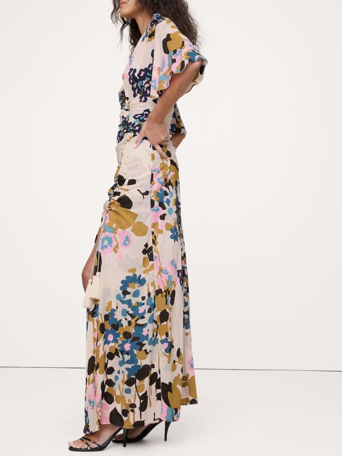 STRETCH-CREPE FLUTTER-SLEEVE MAXI DRESS - Image 6