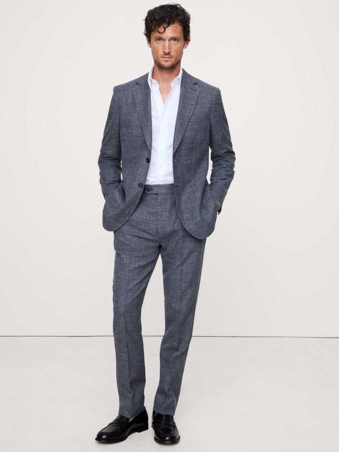 ITALIAN COTTON-WOOL TWEED SUIT PANT