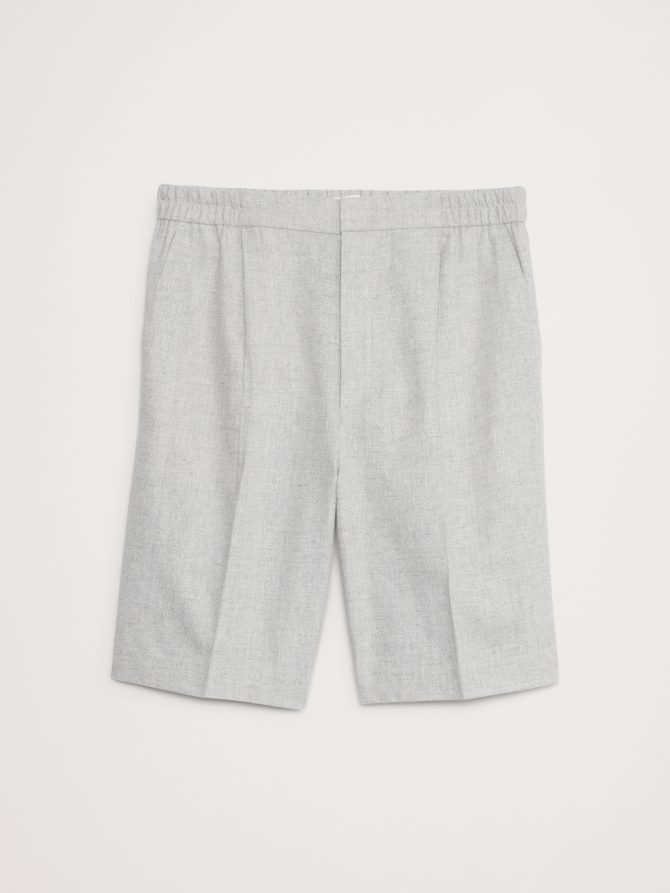 9.5" Herringbone Linen-Cotton Pleated Pull-On Short - Image 4