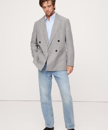 Relaxed Double-Breasted Tencel™-Linen Suit Jacket