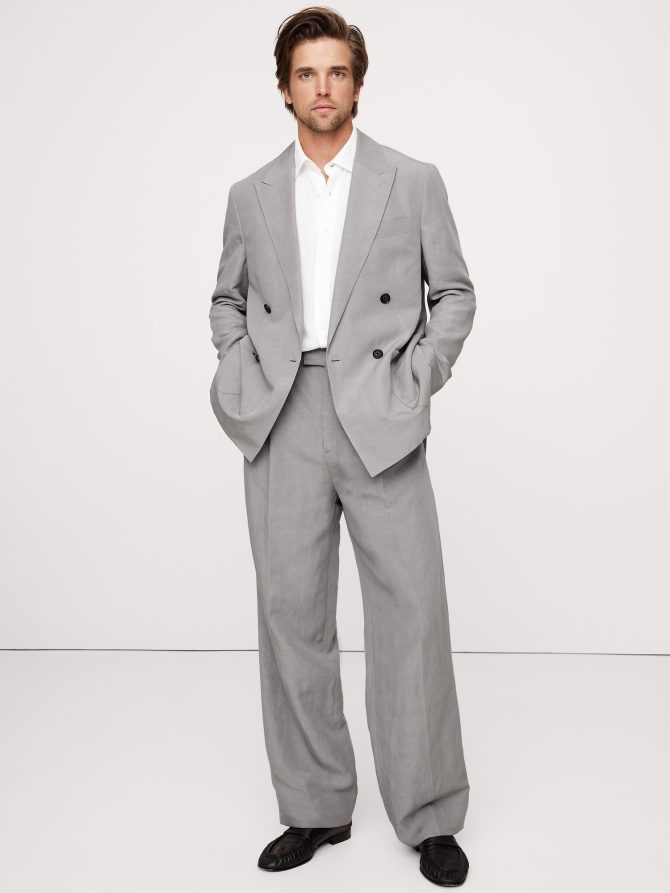 Relaxed Double-Breasted Tencel™-Linen Suit Jacket - Image 3