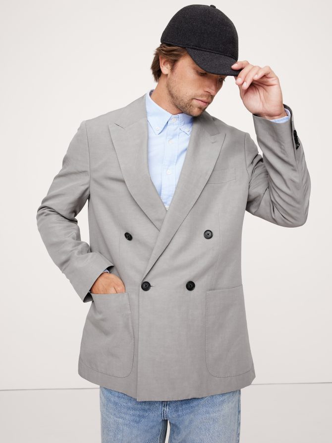 Relaxed Double-Breasted Tencel™-Linen Suit Jacket - Image 4