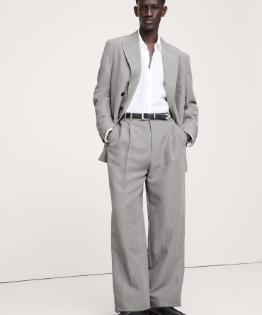 Tencel™-Linen Wide-Leg Suit Pant