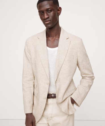 Herringbone Cotton-Linen Suit Jacket