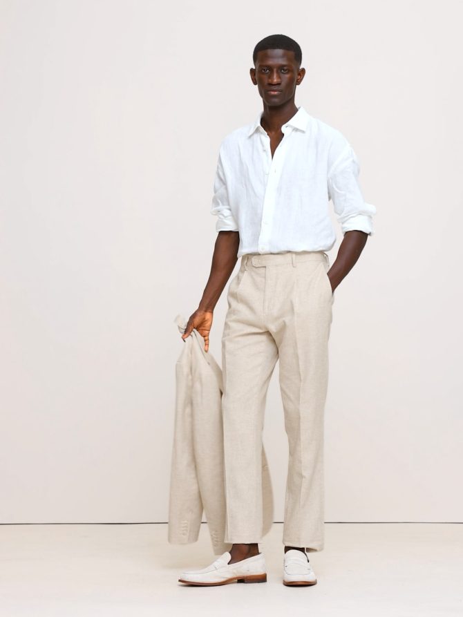 Herringbone Cotton-Linen Slim Suit Pant - Image 2