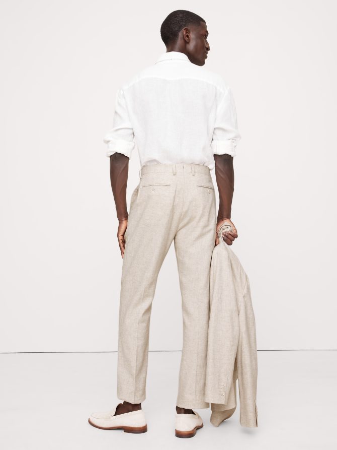 Herringbone Cotton-Linen Slim Suit Pant - Image 3