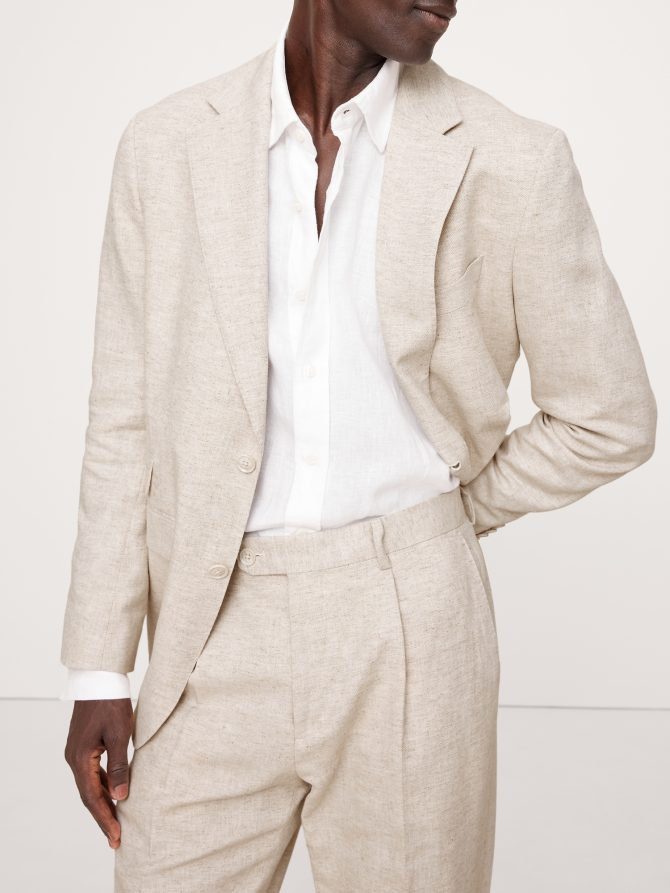 Herringbone Cotton-Linen Slim Suit Pant - Image 4