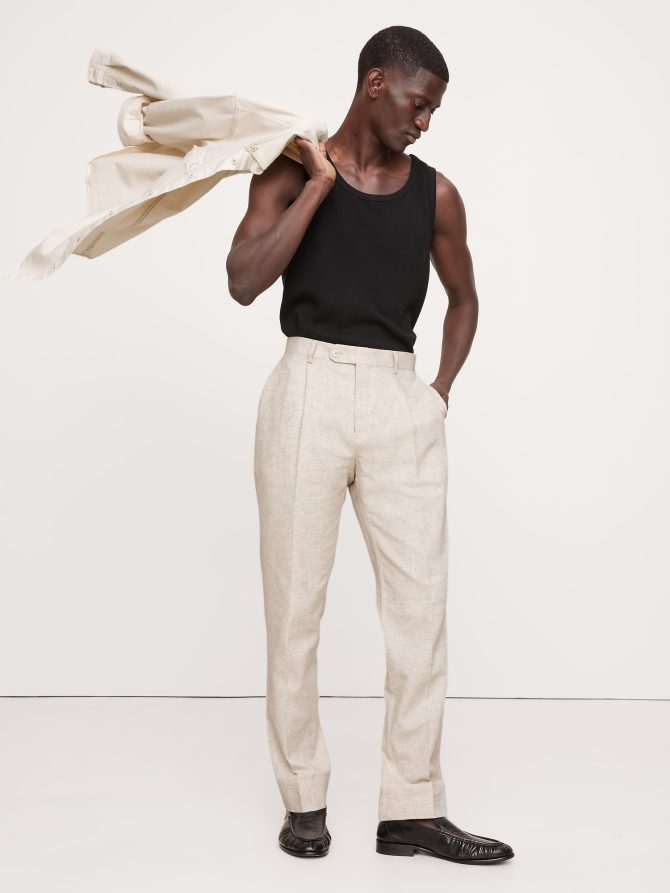 Herringbone Cotton-Linen Slim Suit Pant - Image 6