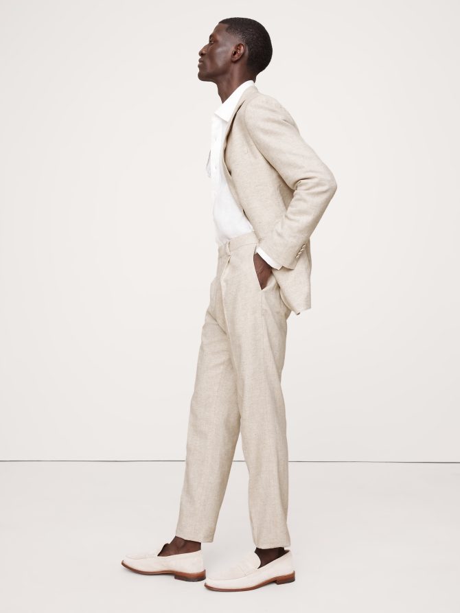 Herringbone Cotton-Linen Slim Suit Pant - Image 8