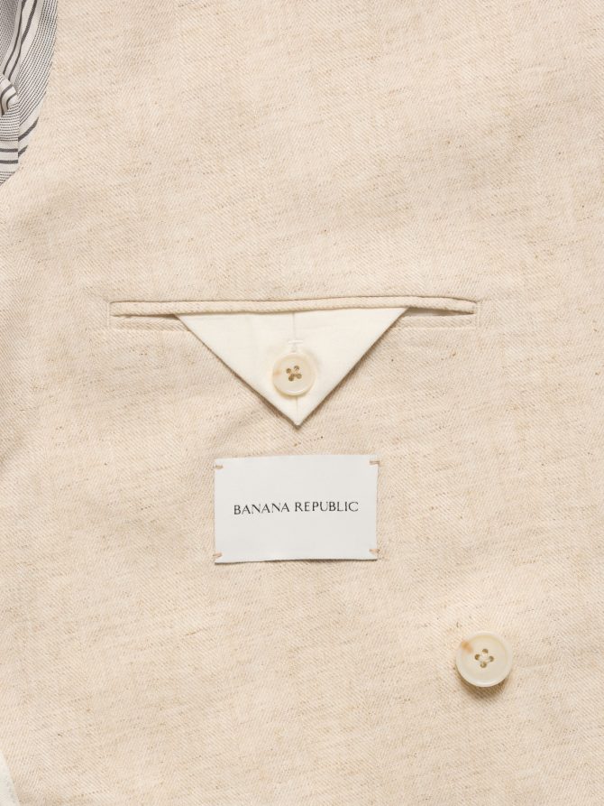 Herringbone Cotton-Linen Double-Breasted Suit Jacket - Image 7