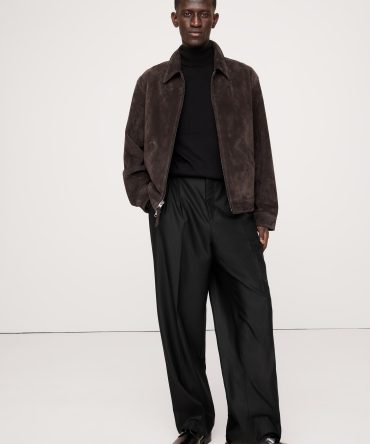 Signature Italian Hopsack Wide-Leg Pant