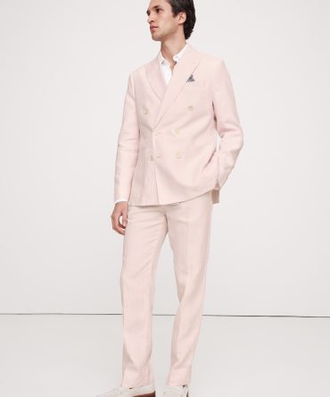 Double-Breasted Linen Suit Jacket