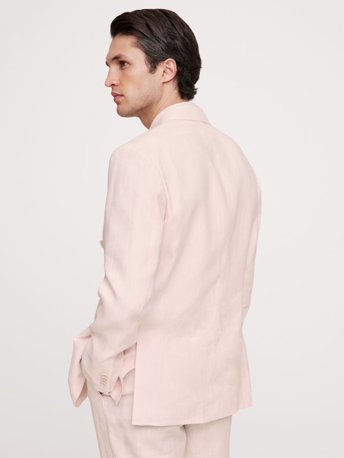Double-Breasted Linen Suit Jacket - Image 3