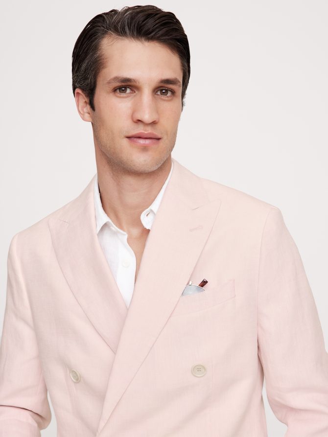 Double-Breasted Linen Suit Jacket - Image 4